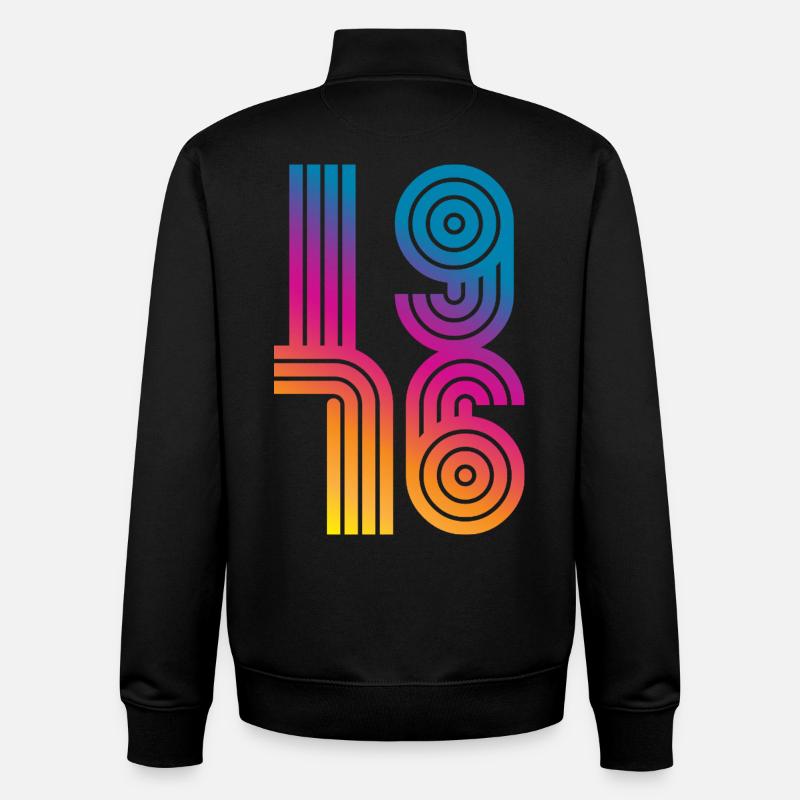 Millésime 1976 - Sweat zippé unisexe en coton bio Stanley/Stella - noir