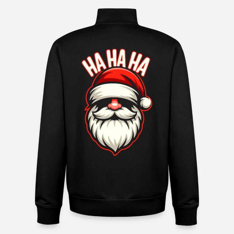 Santa Laugh HAHA Design - Sweat zippé unisexe en coton bio Stanley/Stella - noir
