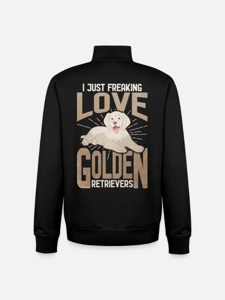 I Freaking Love Golden Retriever - Unisex Organic Zip Sweatshirt von Stanley/Stella - Schwarz