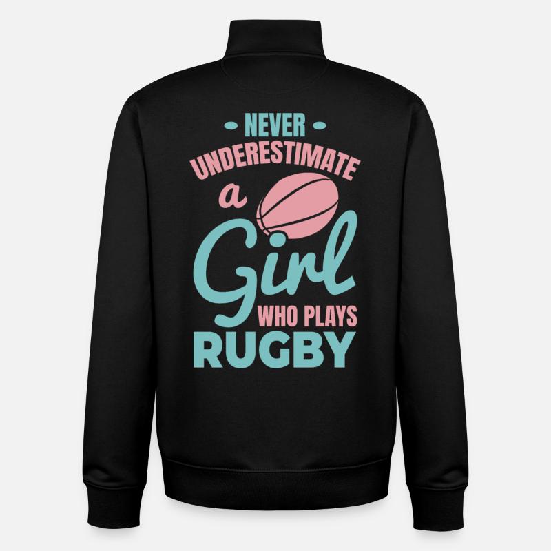 Rugby Spieler Mädchen - Unisex Organic Zip Sweatshirt von Stanley/Stella - Schwarz