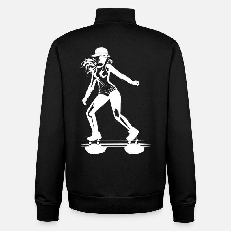 Roller Skating Drawing - Unisex Organic Zip Sweatshirt by Stanley/Stella - black