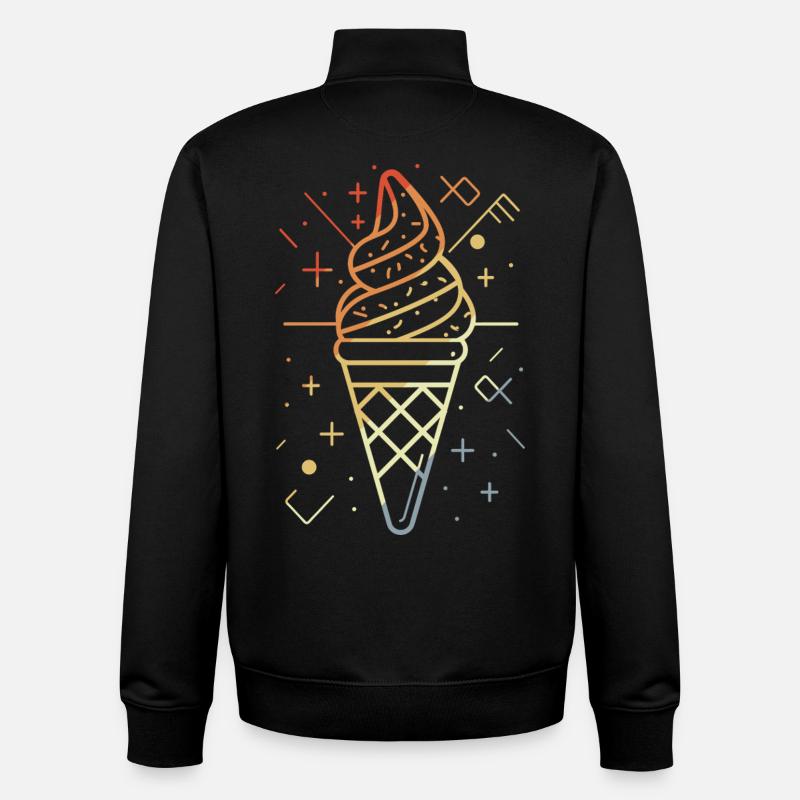 cream cone sketch retro style - Unisex Organic Zip Sweatshirt by Stanley/Stella - black