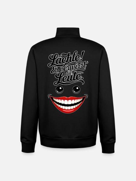 Always smiling - Unisex Organic Zip Sweatshirt by Stanley/Stella - black