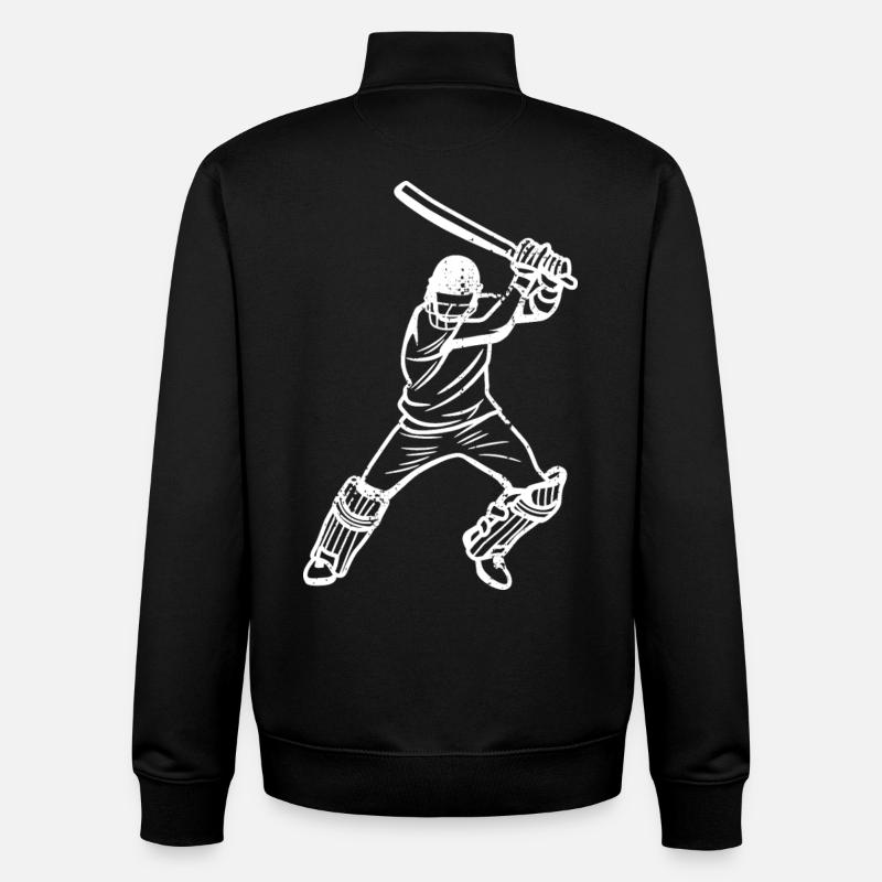 Drôle de joueur de cricket - Sweat zippé unisexe en coton bio Stanley/Stella - noir