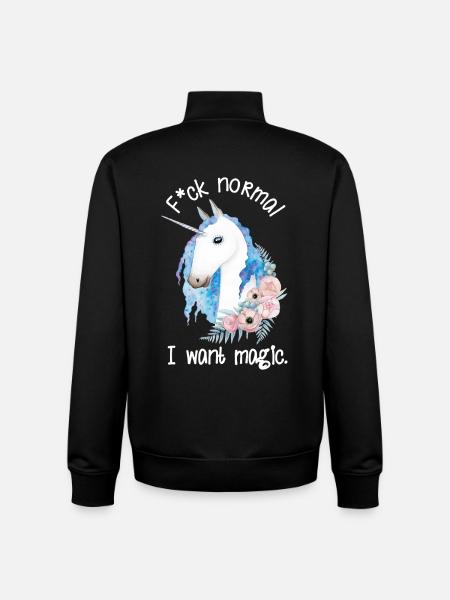 Fuck normal I Want Magic – Unicorn Watercolor. - Stanley/Stella unisex sweatshirt med lynlås i økologisk - sort