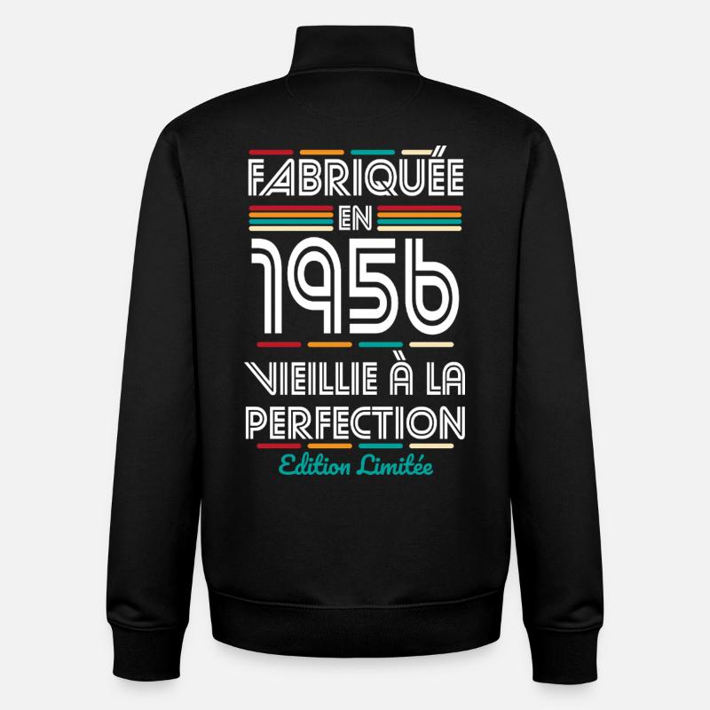 1956 – Hergestellt – Perfekt gereift - Unisex Organic Zip Sweatshirt von Stanley/Stella - Schwarz