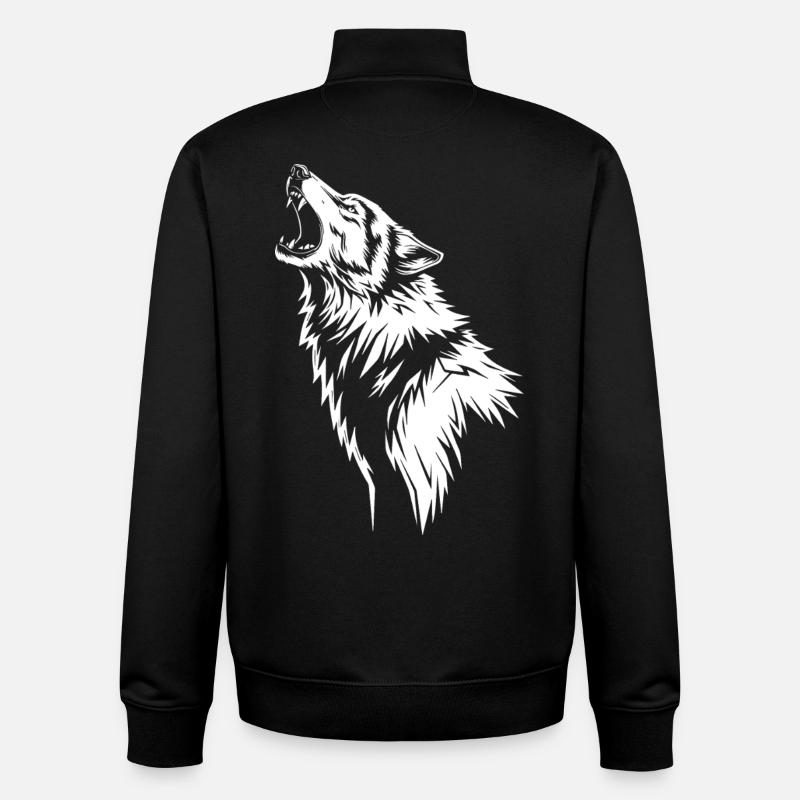 Howling wolf in silhouette - Unisex Organic Zip Sweatshirt by Stanley/Stella - black