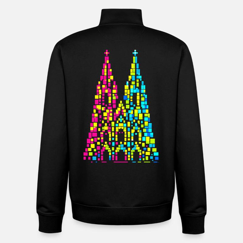 Cathédrale de Cologne, Carnaval, Carnaval, Confettis - Sweat zippé unisexe en coton bio Stanley/Stella - noir