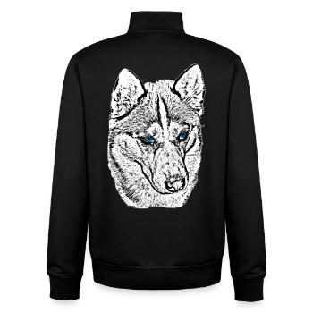 Wolf Head Drawing Blue Eyes - Unisex Organic Zip Sweatshirt by Stanley/Stella - black - Back - AI Model Male 185 light (185cm)