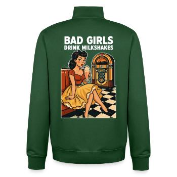 Pin-up des années 50 : Bad Girls boivent des milkshakes Rockabilly - Sweat zippé unisexe en coton bio Stanley/Stella - vert bouteille - Dos - AI Model Male 185 dark (185cm)