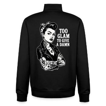 Rockabella Pin-Up: Outlaw Tattoo Girl & Lederjacke - Unisex Organic Zip Sweatshirt von Stanley/Stella - Schwarz - Hinten - AI Model Male 185 light (185cm)