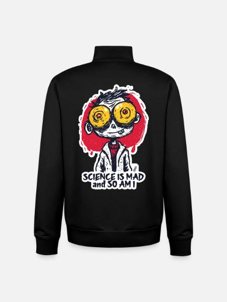 Wide-Eyed Mad Scientist Sticker - Unisex Organic Zip Sweatshirt by Stanley/Stella - black