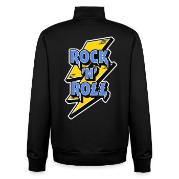 Rock 'N' Roll Logo with Lightning Bolt - Unisex Organic Zip Sweatshirt by Stanley/Stella - black - Back - AI Model Male 185 light (185cm)