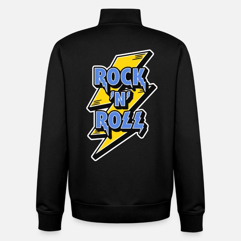 Rock'n'Roll-Logo mit Blitz - Unisex Organic Zip Sweatshirt von Stanley/Stella - Schwarz