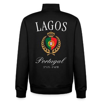 Lagos Portugal Coat of Arms Crown – Travel Souvenir - Unisex Organic Zip Sweatshirt by Stanley/Stella - black - Back - AI Model Male 185 light (185cm)