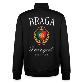 Braga Portugal Wappen Krone – Reise Souvenir - Unisex Organic Zip Sweatshirt von Stanley/Stella - Schwarz - Hinten - AI Model Male 185 light (185cm)