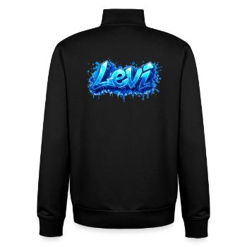 LEVI GRAFFITI NAME FOR PERFECT GIFT PRINTABLE - Unisex Organic Zip Sweatshirt by Stanley/Stella - black - Back - AI Model Male 185 light (185cm)