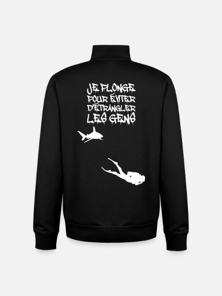 Je plonge pour éviter d'étrangler - Sweat zippé unisexe en coton bio Stanley/Stella - noir