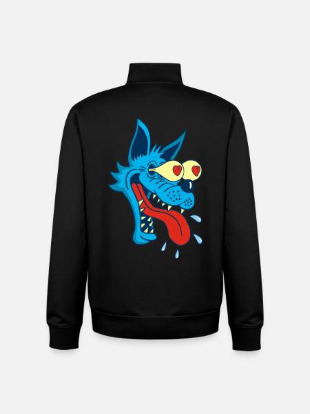 Blue wolf in love - Unisex Organic Zip Sweatshirt by Stanley/Stella - black