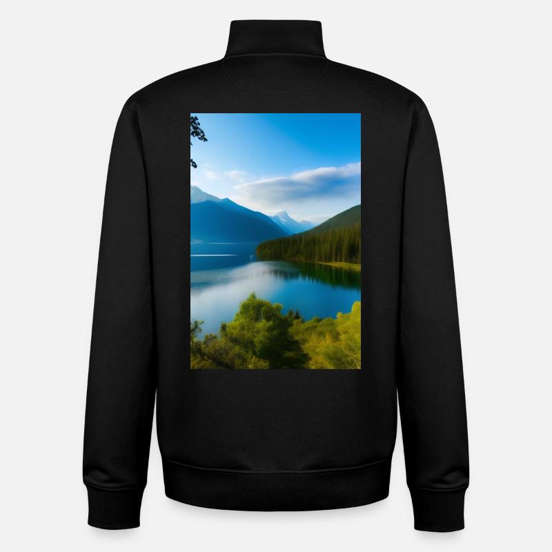 Landschaft mit See und Berge - Unisex Organic Zip Sweatshirt von Stanley/Stella - Schwarz