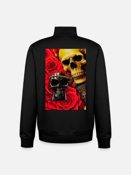 Skulls with roses - Unisex Organic Zip Sweatshirt by Stanley/Stella - black