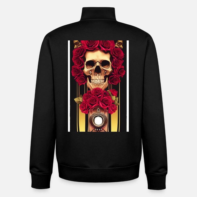Abstract skull with roses - Unisex Organic Zip Sweatshirt by Stanley/Stella - black