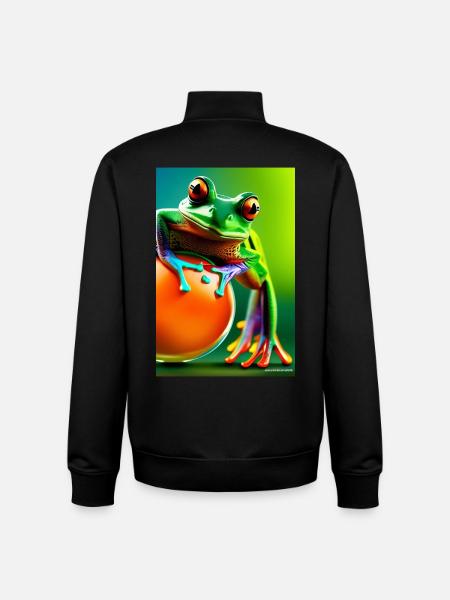 Bunter Frosch - Unisex Organic Zip Sweatshirt von Stanley/Stella - Schwarz