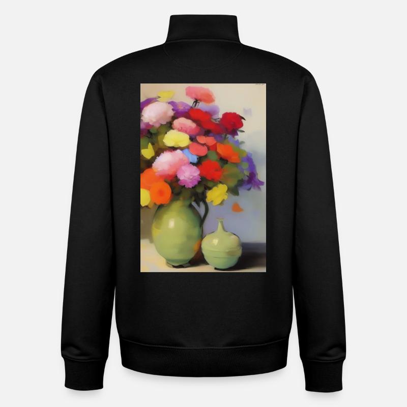 Fleurs et papillon - Sweat zippé unisexe en coton bio Stanley/Stella - noir