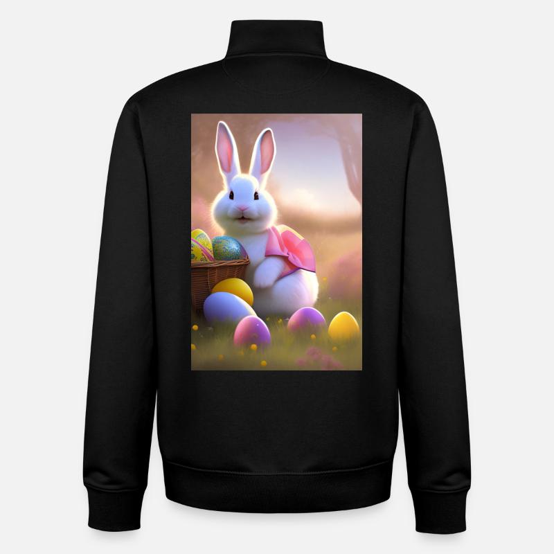 Easter Bunny with Easter Eggs - Unisex Organic Zip Sweatshirt by Stanley/Stella - black