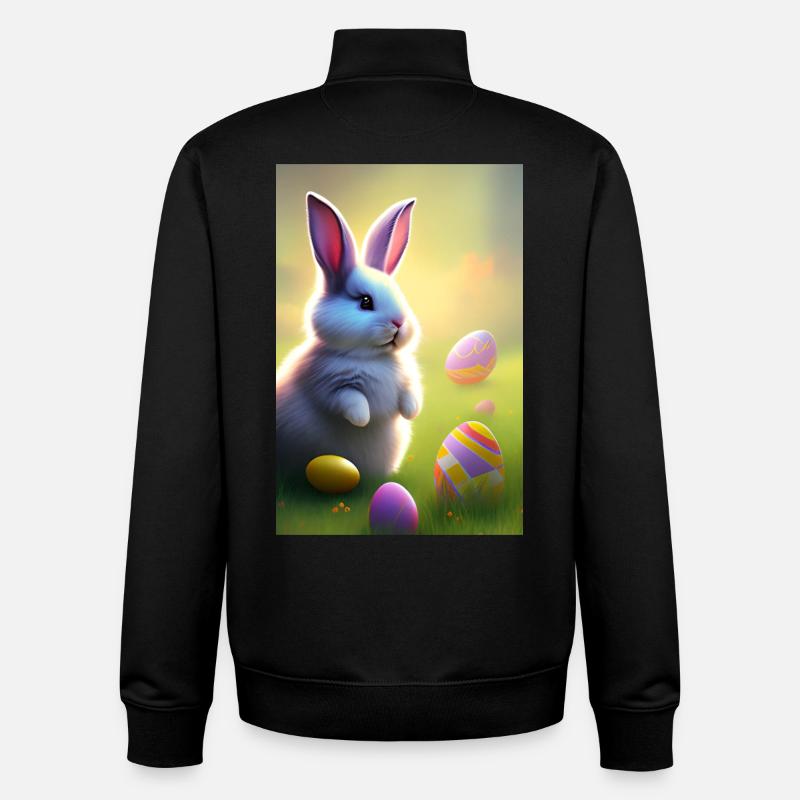 Easter Bunny with Easter Eggs - Unisex Organic Zip Sweatshirt by Stanley/Stella - black