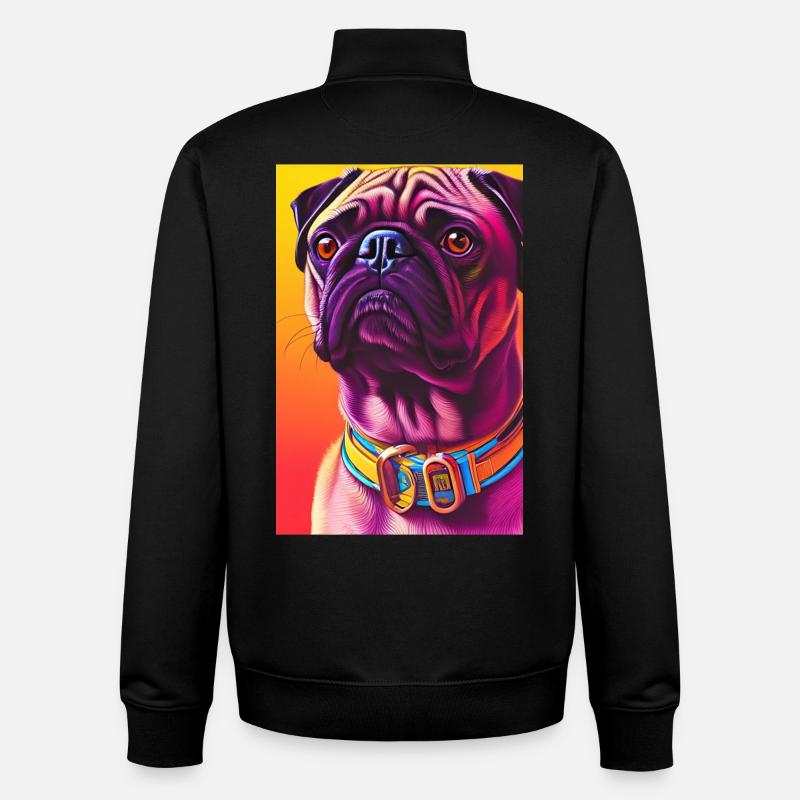 Chien carlin - Sweat zippé unisexe en coton bio Stanley/Stella - noir