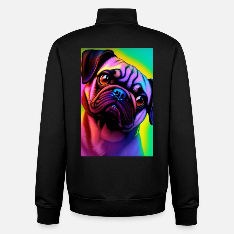 Mops Hund - Unisex Organic Zip Sweatshirt von Stanley/Stella - Schwarz