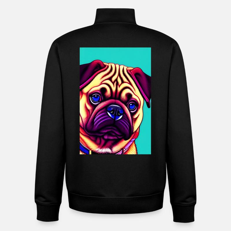 Mops Hund - Unisex Organic Zip Sweatshirt von Stanley/Stella - Schwarz