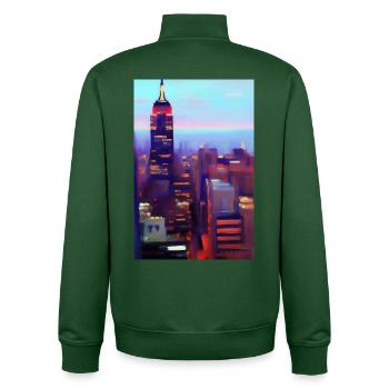 Horizon de la ville de New York - Sweat zippé unisexe en coton bio Stanley/Stella - vert bouteille - Dos - AI Model Male 185 dark (185cm)