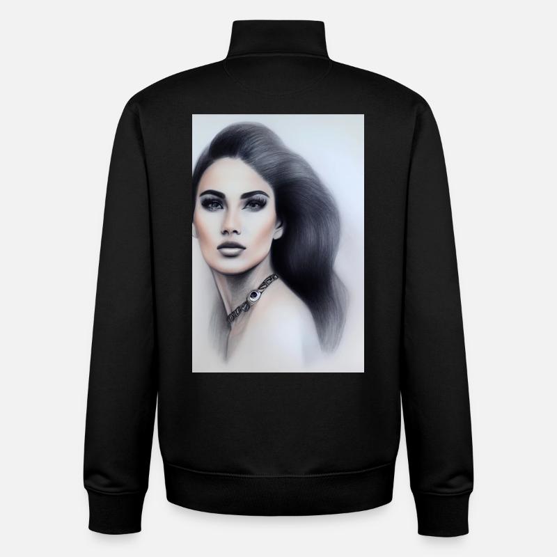 Femme avec des bijoux - Sweat zippé unisexe en coton bio Stanley/Stella - noir