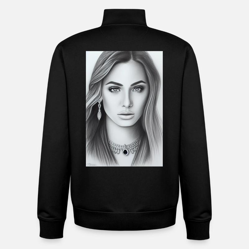 Frau mit Schmuck - Unisex Organic Zip Sweatshirt von Stanley/Stella - Schwarz