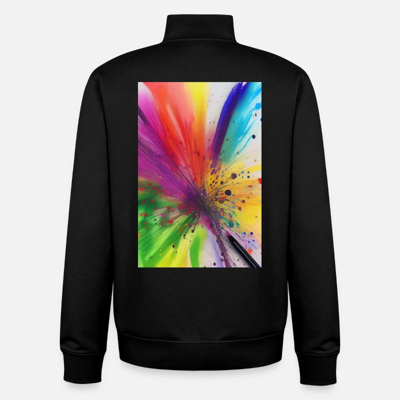 Éclaboussures de couleur - Sweat zippé unisexe en coton bio Stanley/Stella - noir