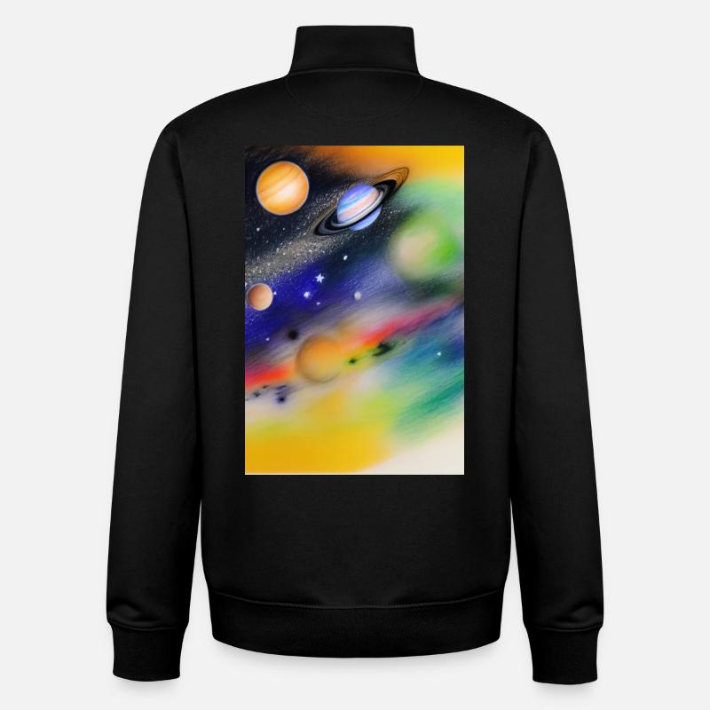 Space and planets - Unisex Organic Zip Sweatshirt by Stanley/Stella - black