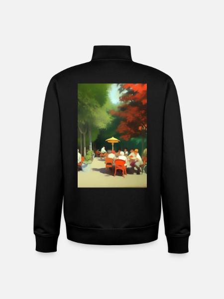 Outdoor Asian Cafe - Unisex Organic Zip Sweatshirt by Stanley/Stella - black