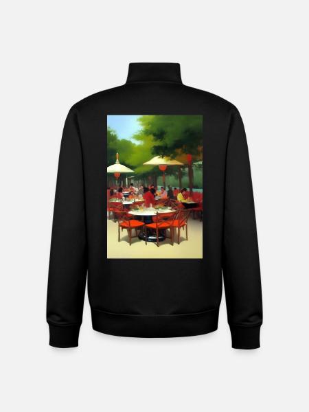 Outdoor Asian Cafe - Unisex Organic Zip Sweatshirt by Stanley/Stella - black