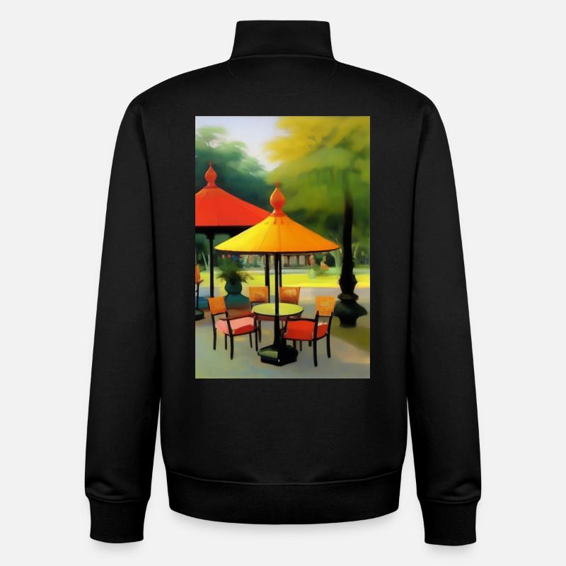 Café asiatique en plein air - Sweat zippé unisexe en coton bio Stanley/Stella - noir