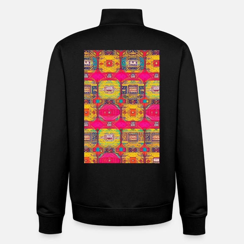 Retro Pattern - Unisex Organic Zip Sweatshirt by Stanley/Stella - black