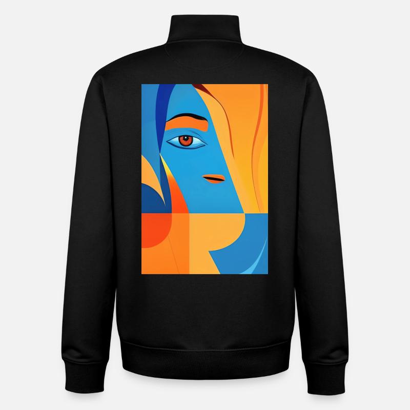 Art abstrait - Sweat zippé unisexe en coton bio Stanley/Stella - noir