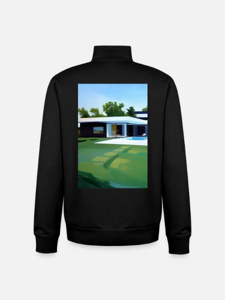 White villa with pool - Unisex Organic Zip Sweatshirt by Stanley/Stella - black