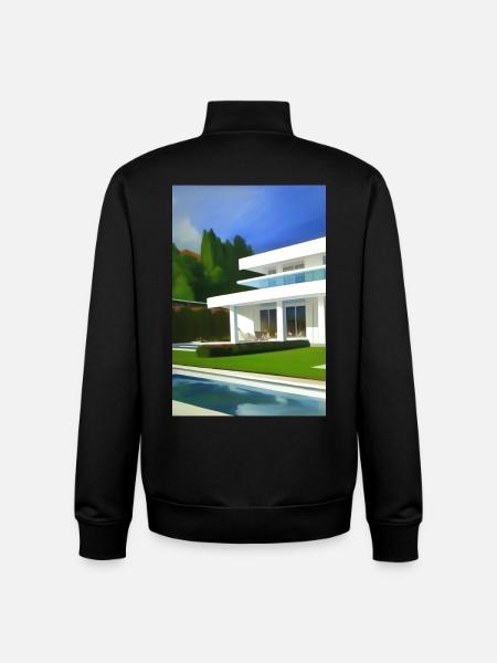 White villa with pool - Unisex Organic Zip Sweatshirt by Stanley/Stella - black