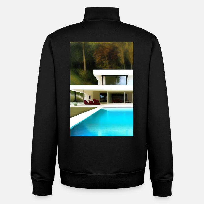 White villa with pool - Unisex Organic Zip Sweatshirt by Stanley/Stella - black