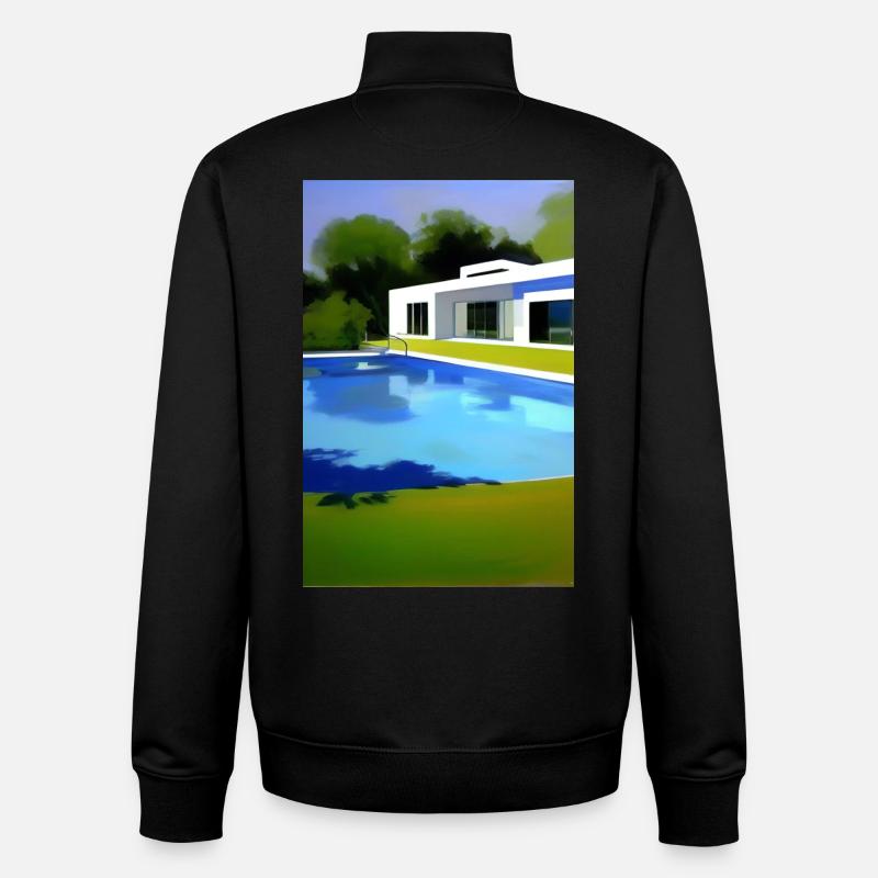 Villa blanche avec piscine - Sweat zippé unisexe en coton bio Stanley/Stella - noir