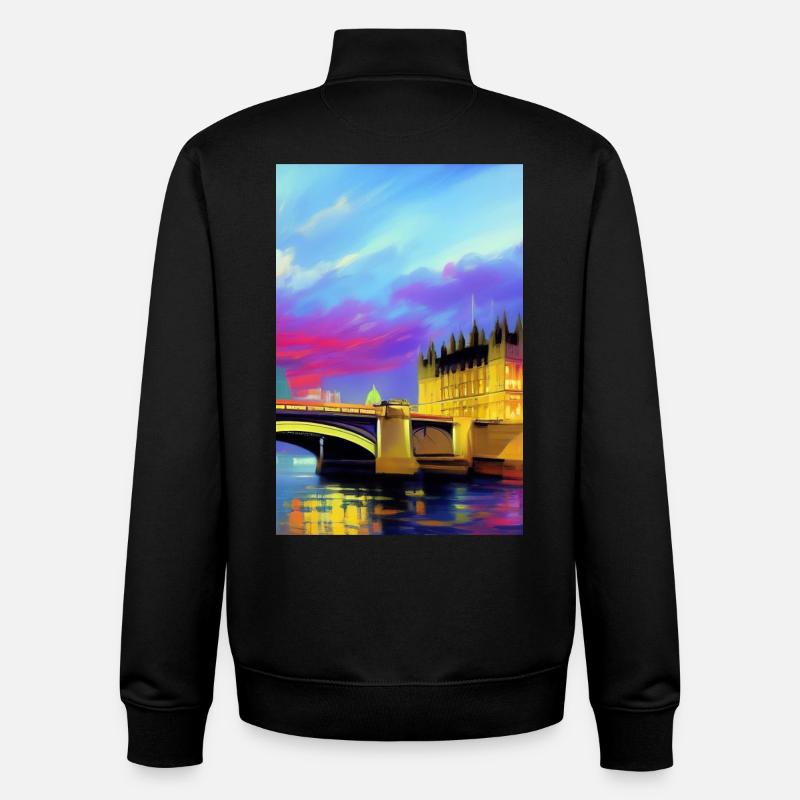 Ponts à Londres - Sweat zippé unisexe en coton bio Stanley/Stella - noir