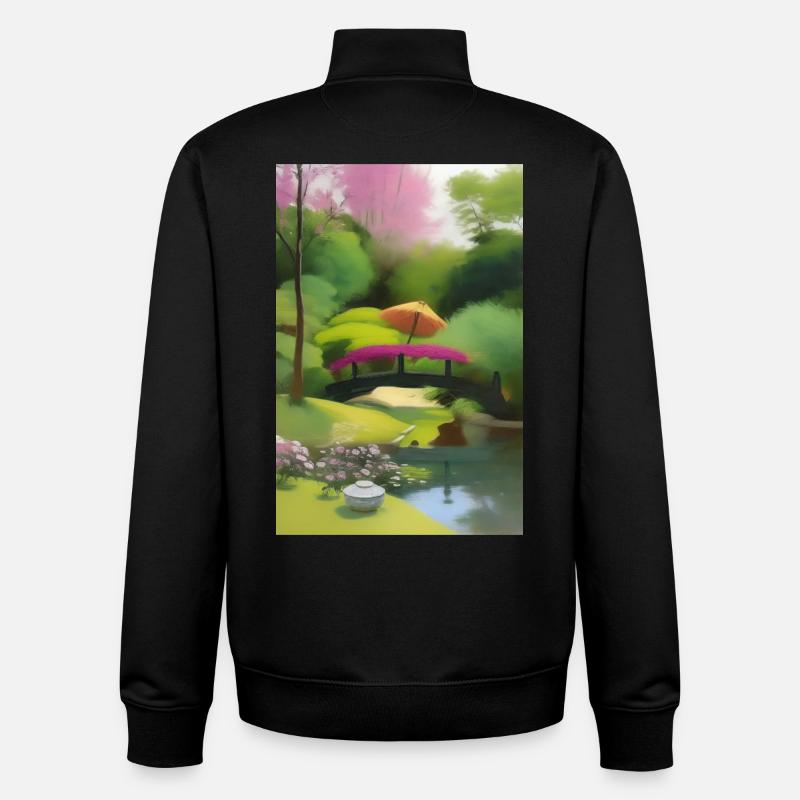Chinesischer Zen Garten - Unisex Organic Zip Sweatshirt von Stanley/Stella - Schwarz