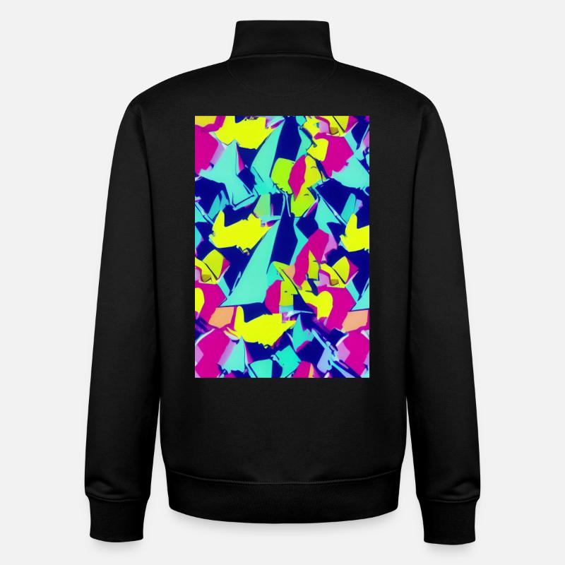 Retro Muster Bunt - Unisex Organic Zip Sweatshirt von Stanley/Stella - Schwarz
